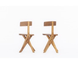 Pierre Chapo chairs model S34 in elm 1980 set of 2