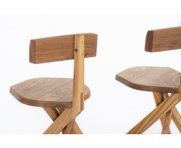 Pierre Chapo chairs model S34 in elm 1980 set of 2