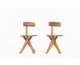 Pierre Chapo chairs model S34 in elm 1980 set of 2