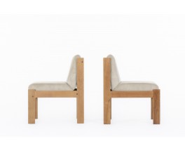 Andre Sornay low chairs in mahogany and fabric 1960 set of 2