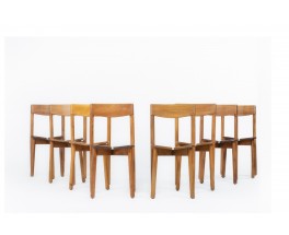 Pierre Gautier Delaye chairs model Grain de cafe edition Vergneres 1960 set of 8