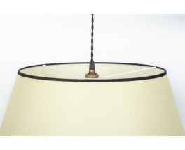 Wall lamp in black tinted oak and beige paper lampshade 1950