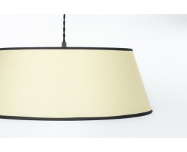 Wall lamp in black tinted oak and beige paper lampshade 1950