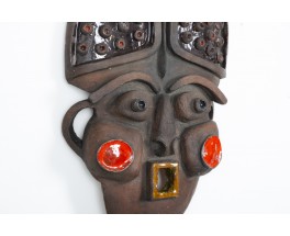Masque mural en céramique design africain