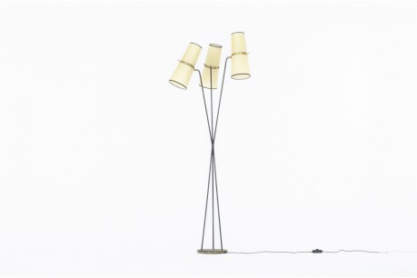 Floor lamp in black metal and brass edition Lunel 1950