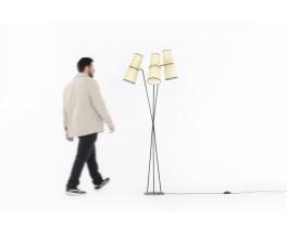 Floor lamp in black metal and brass edition Lunel 1950