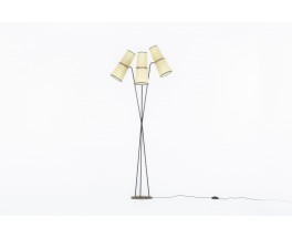 Floor lamp in black metal and brass edition Lunel 1950