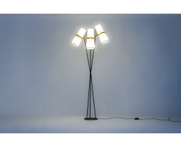 Lampadaire métal noir et laiton édition Lunel 1950