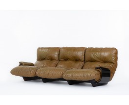 Michel Ducaroy Sofa 3 Seater Model Marsala In Leather Edition Ligne Roset 1970