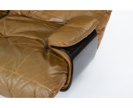 Michel Ducaroy Sofa 3 Seater Model Marsala In Leather Edition Ligne Roset 1970