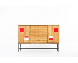 Storage unit in metal, rattan, ceramic 1960