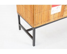 Storage unit in metal, rattan, ceramic 1960