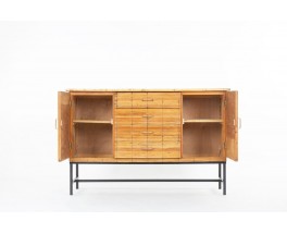 Storage unit in metal, rattan, ceramic 1960