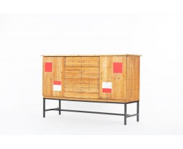 Storage unit in metal, rattan, ceramic 1960