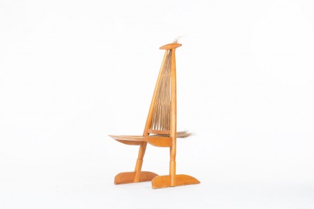 Elm and rattan armchair ethnic design 1980