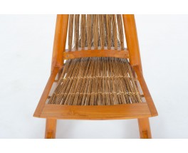 Elm and rattan armchair ethnic design 1980