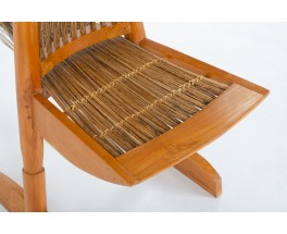 Elm and rattan armchair ethnic design 1980