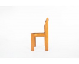 Chaises Luigi Gorgoni en orme et cuir édition Roche Bobois 1970 set de 6