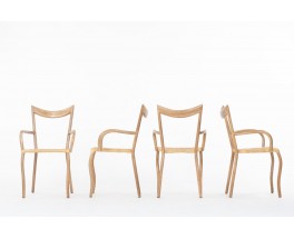 Val Padilla chairs model Manila rope and wood edition Jasper Conran 1970 set of 4