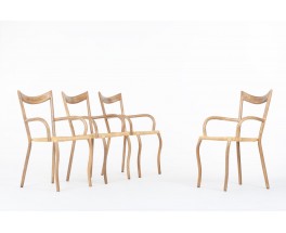 Val Padilla chairs model Manila rope and wood edition Jasper Conran 1970 set of 4