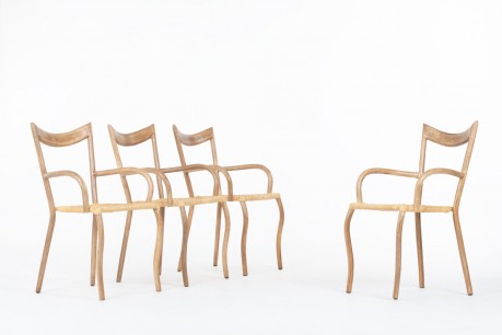 Val Padilla chairs model Manila rope and wood edition Jasper Conran 1970 set of 4