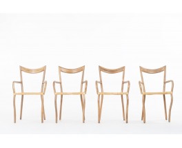 Fauteuils Val Padilla modèle Manila corde et bois édition Jasper Conran 1970 set de 4