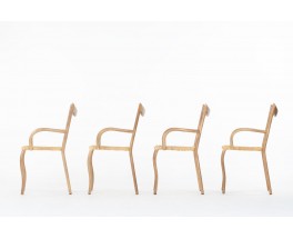 Fauteuils Val Padilla modèle Manila corde et bois édition Jasper Conran 1970 set de 4