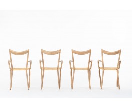 Fauteuils Val Padilla modèle Manila corde et bois édition Jasper Conran 1970 set de 4