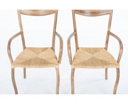 Fauteuils Val Padilla modèle Manila corde et bois édition Jasper Conran 1970 set de 4