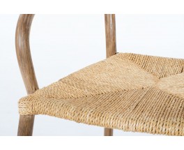 Fauteuils Val Padilla modèle Manila corde et bois édition Jasper Conran 1970 set de 4
