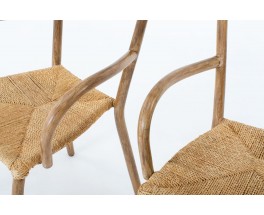 Fauteuils Val Padilla modèle Manila corde et bois édition Jasper Conran 1970 set de 4