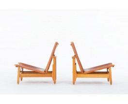 Werner Biermann low chairs in teak and leather edition Arte Sano Colombia 1960 set of 2