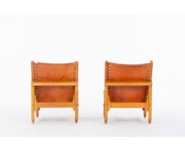 Werner Biermann low chairs in teak and leather edition Arte Sano Colombia 1960 set of 2