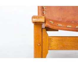 Werner Biermann low chairs in teak and leather edition Arte Sano Colombia 1960 set of 2