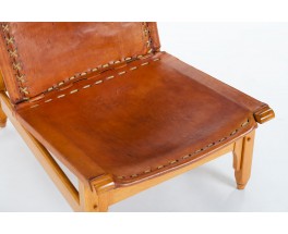 Werner Biermann low chairs in teak and leather edition Arte Sano Colombia 1960 set of 2