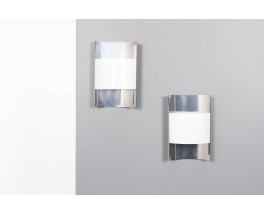 Aluminum and plexiglass wall lights Italian design edition Stilux 1970 set of 2