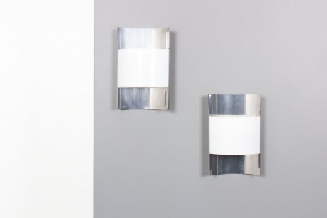 Aluminum and plexiglass wall lights Italian design edition Stilux 1970 set of 2