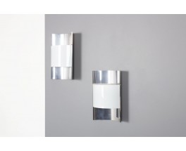 Aluminum and plexiglass wall lights Italian design edition Stilux 1970 set of 2