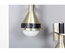 Wall lights in metal and opaline, edition Stulix Italian design 1970 set of 2