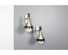 Wall lights in metal and opaline, edition Stulix Italian design 1970 set of 2