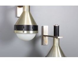 Wall lights in metal and opaline, edition Stulix Italian design 1970 set of 2