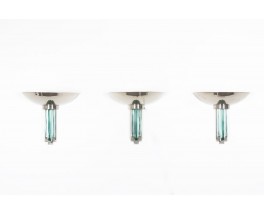Appliques verre et métal design Art Déco 1930 set of 3