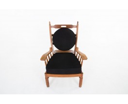 Fauteuils en chêne et tissu bouclette 1950 set de 2