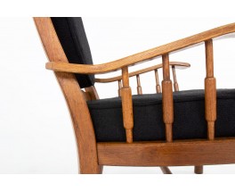 Fauteuils en chêne et tissu bouclette 1950 set de 2