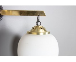Brass metal and opaline wall lights 1950 set of 2