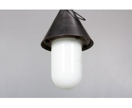 Pendant light in metal and opaline edition Siemens 1930