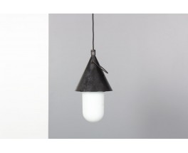 Pendant light in metal and opaline edition Siemens 1930