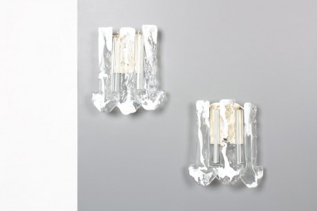 Wall lights in metal and Murano glass 1960 set of 2