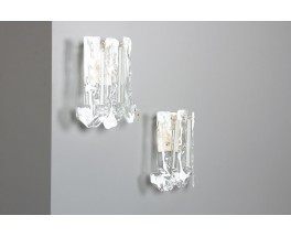 Wall lights in metal and Murano glass 1960 set of 2