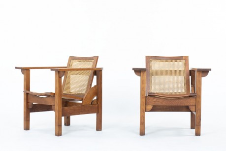 Fauteuils Pierre Dariel modèle Hendaye cannage 1930 set de 2
